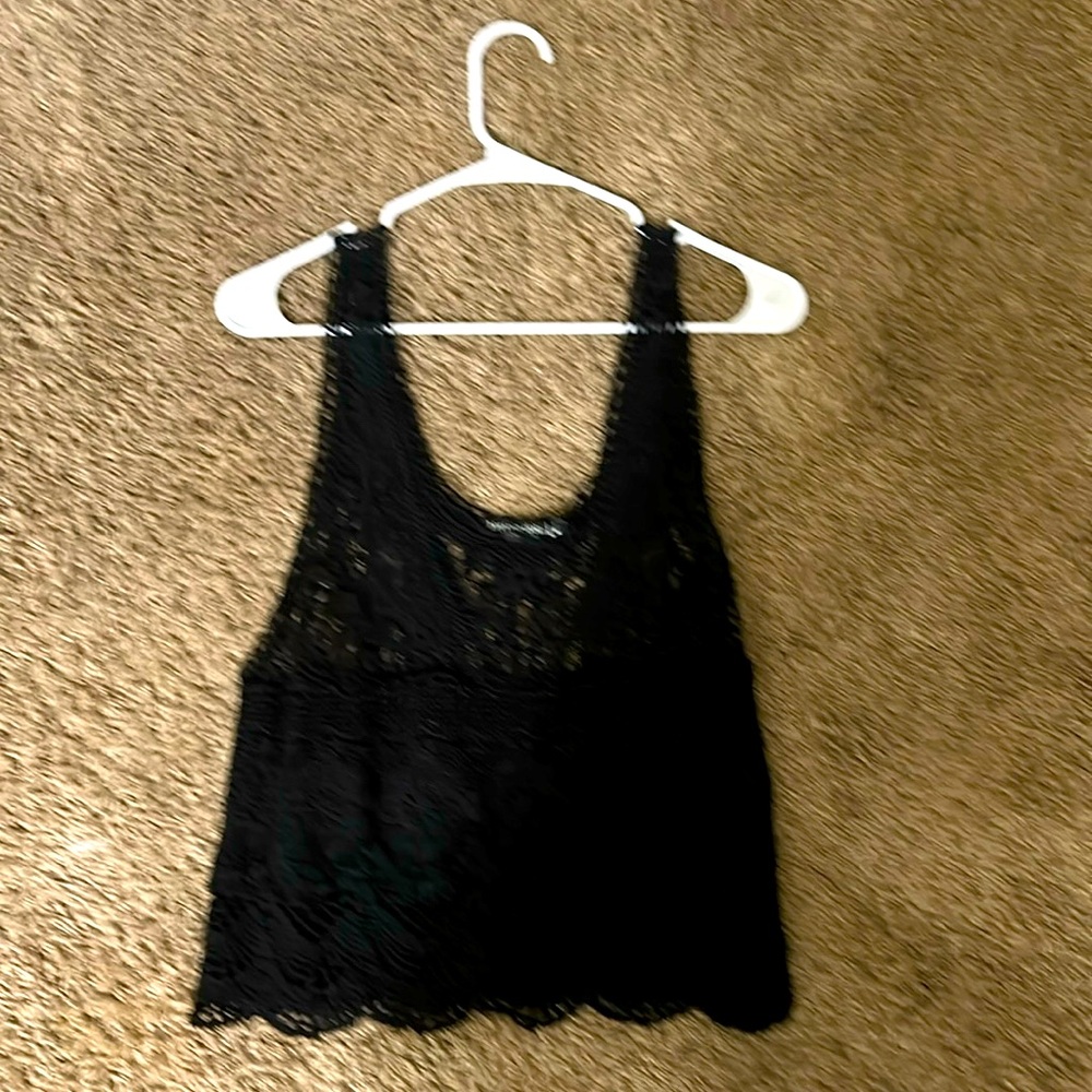 Mesh black crop top